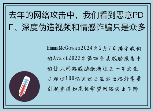 去年的网络攻击中,我们看到恶意PDF、深度伪造视频和情感诈骗只是众多攻击方式中的一部分,总计达到了1